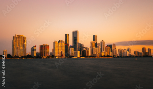 Wallpaper Mural skyline city sunset miami buildings cityscape sky downtown miami florida architecture skyscraper river sea cloud dusk Torontodigital.ca