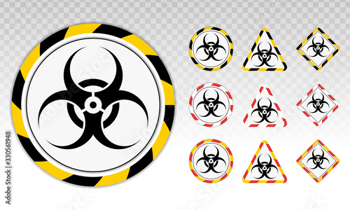 Biohazard or biological hazard warning sign or symbol flat vector icon for apps and websites