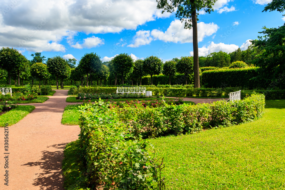 Formal garden in Catherine Park in Tsarskoye Selo, Pushkin, Russia