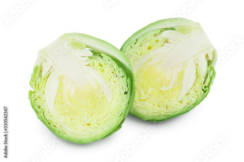 Brussels sprouts half isolated on white background with clipping path and full depth of field