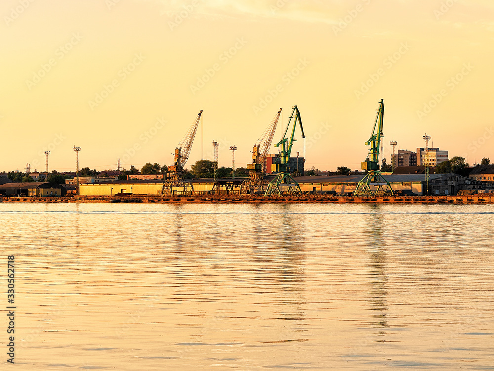 Loading cranes of Port of Baltic sea in Klaipeda