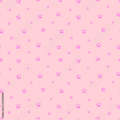 Vector seamless pattern with pink stars on pink background