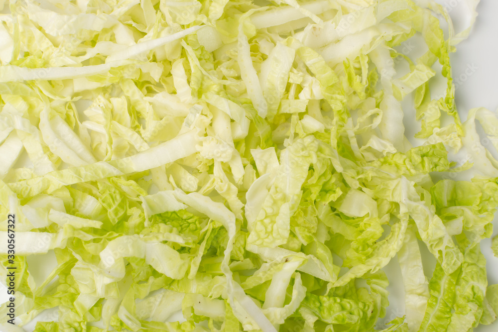 Heap of Chopped Chinese Cabbage, Napa Cabbage or Wombok Heap of Chopped Chinese Cabbage, Napa Cabbage or Wombok