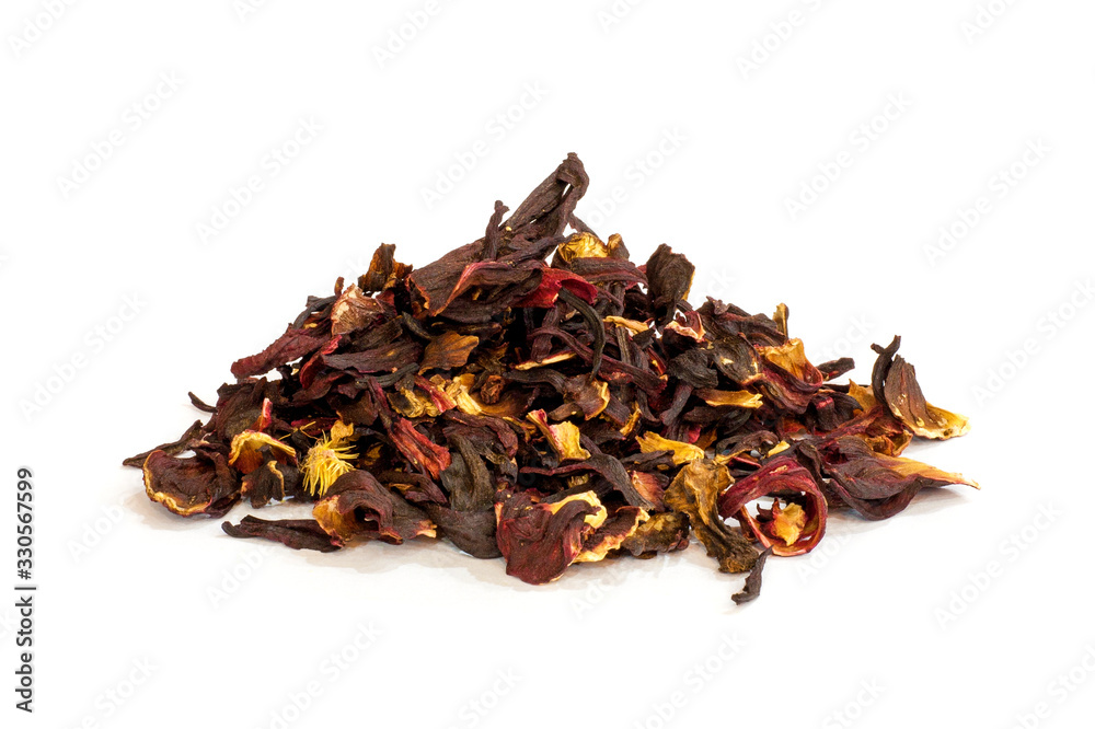 Obraz premium Dried flowers of Sudanese rose on white background