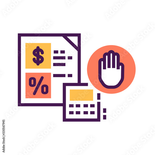 Tax resistance color icon. Protesting against government, labor movement. Social protest. Pictogram for web page, mobile app, promo. Editable stroke