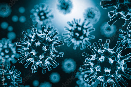 Virus in 3D, rendering, Covid-19 coronavirus, inside the body