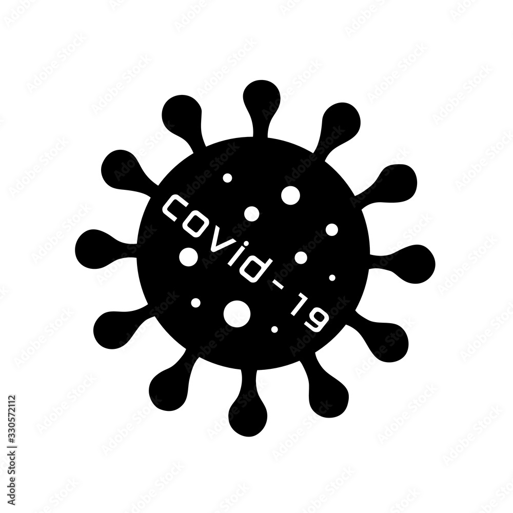 Coronavirus 2019-nCoV. Corona virus icon. Black on white background isolated. China pathogen respiratory infection (asian flu outbreak). influenza pandemic. virion of Corona-virus. Vector Coronavirus 2019-nCoV. Corona virus icon. Black on white background isolated. China pathogen respiratory infection (asian flu outbreak). influenza pandemic. virion of Corona-virus. Vector