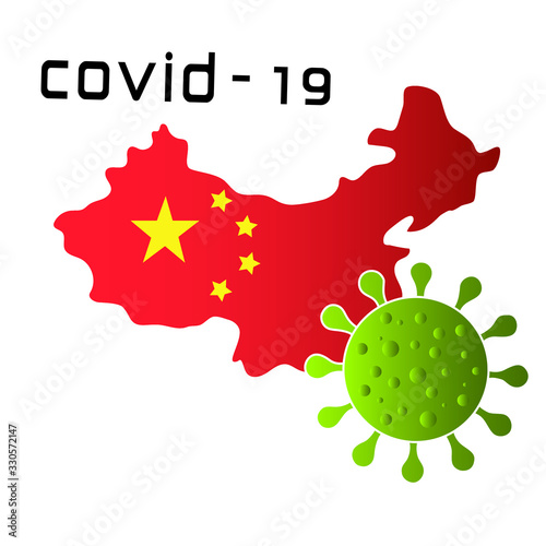 Map of China with deadly corona virus. Corona virus. 3D Rendering. Cavid-19. 
