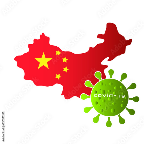 Map of China with deadly corona virus. Corona virus. 3D Rendering. Cavid-19. 