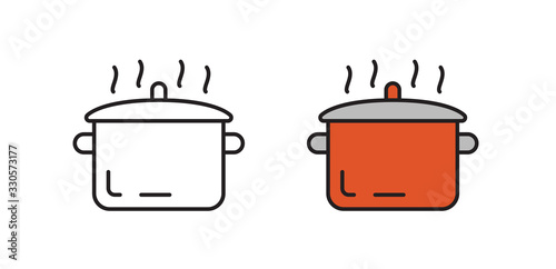 Cooking pan icon. Kitchen appliances in the vector.