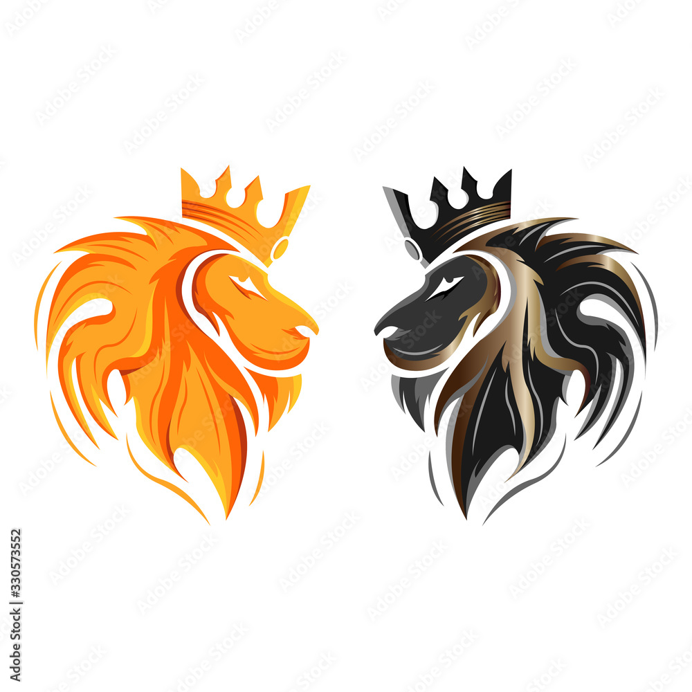 Naklejka logo zwierzę głowa lwa wektor premium