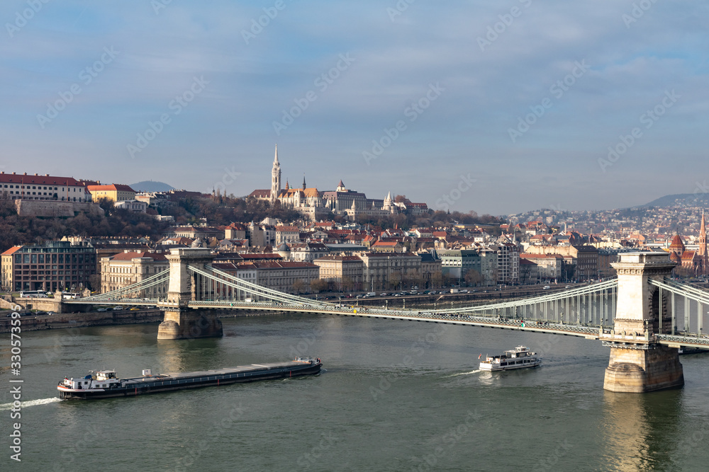 View over Donau river in Budapest, Hungary.