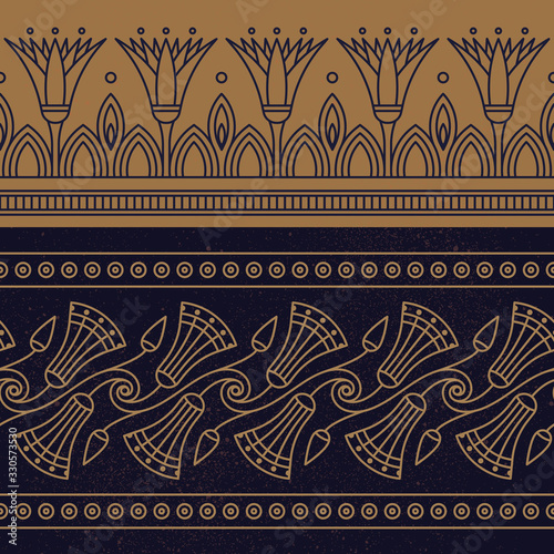 Seamless vector illustration based on the Egyptian national ornament with lotus flower