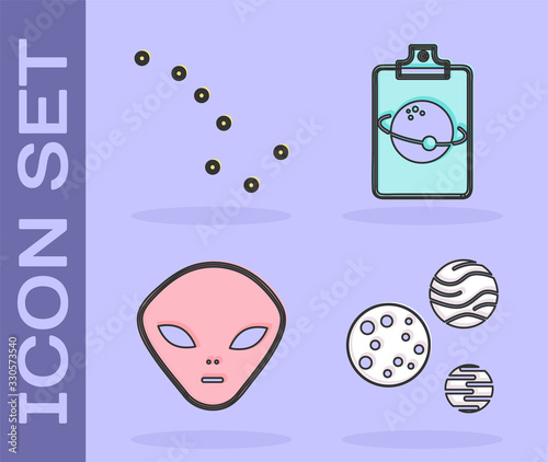 Set Planet, Great Bear constellation, Alien and Planet icon. Vector