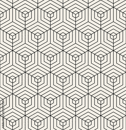 Vector seamless pattern. Modern stylish texture. Repeating geometric background with linear hexagons