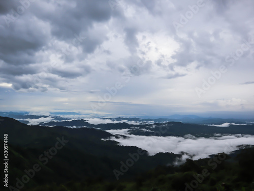 Mist on the mountain in Myanmar.