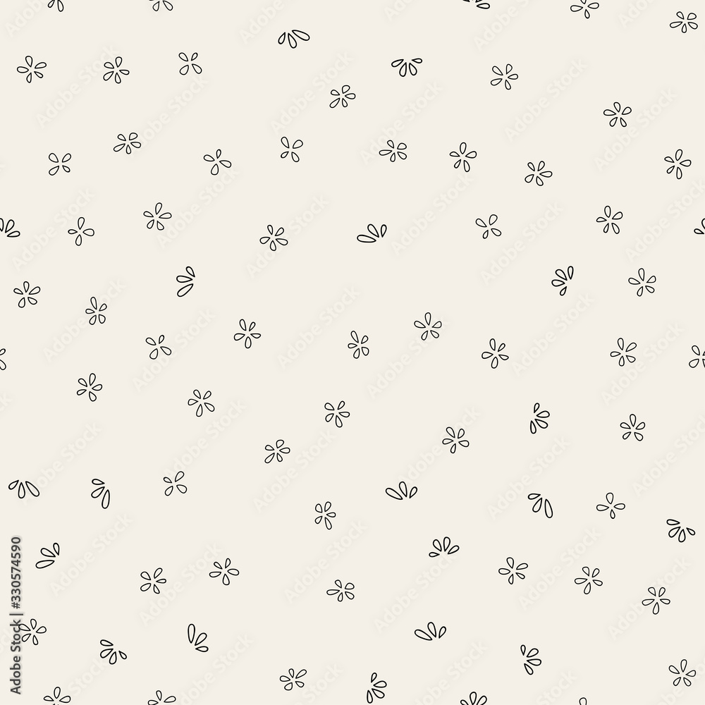 Seamless abstract floral pattern. Vector background with small minimalistic flowers. Trendy spring summer texture for your design