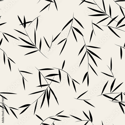 Bamboo branches. Vector bamboo seamless pattern in asian style. Trendy endless background