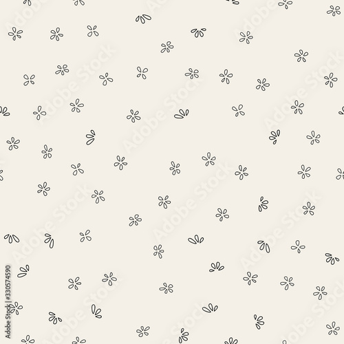 Seamless abstract floral pattern. Vector background with small minimalistic flowers. Trendy spring summer texture for your design