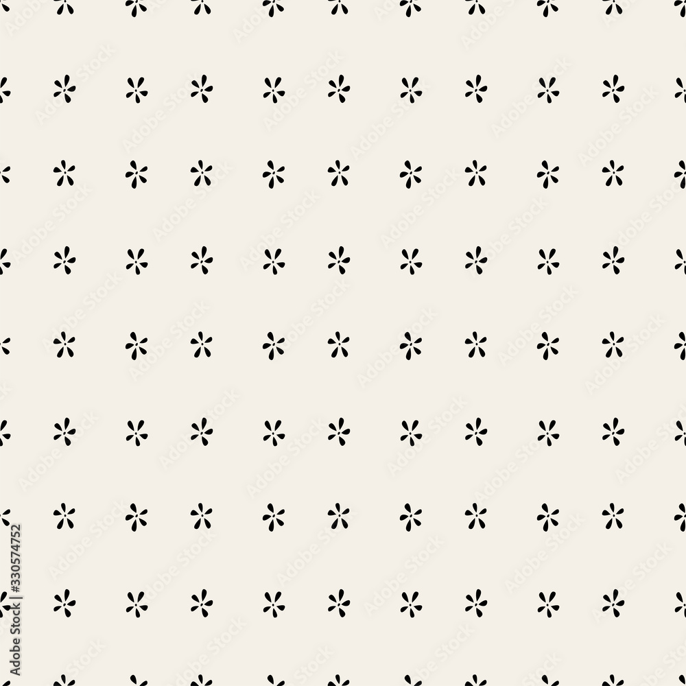 Seamless abstract floral pattern. Vector background with small minimalistic flowers. Trendy spring summer texture for your design