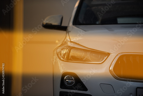 bmw luxury exotic car front view in sunny day light