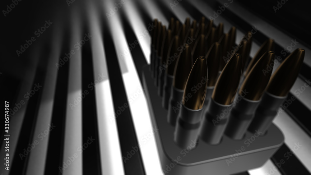 Bullet isolated. Cartridges for rifle and carbine on a black. 3d render Bullet isolated. Cartridges for rifle and carbine on a black. 3d render