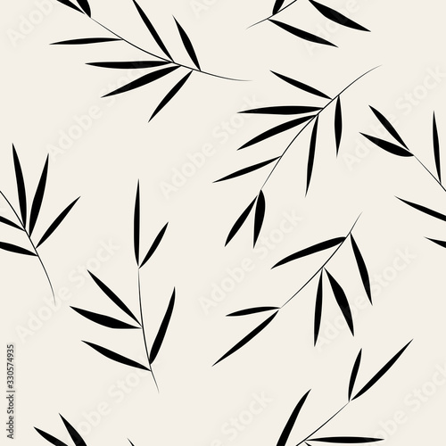 Fototapeta Naklejka Na Ścianę i Meble -  Seamless pattern. Bamboo leaf background. Floral seamless texture with leaves. Vector illustration