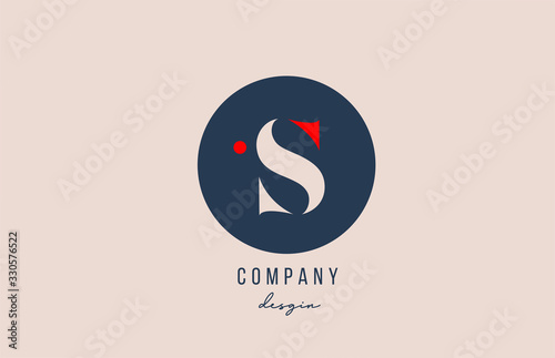 red dot S letter alphabet logo icon design with blue circle for company and business