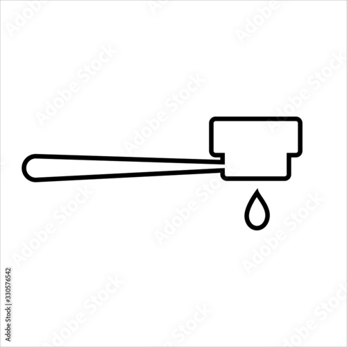 Portafilter line icon. Holder for ground espresso and coffee drop. Vector Illustration