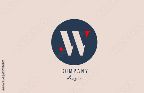 red dot W letter alphabet logo icon design with blue circle for company and business