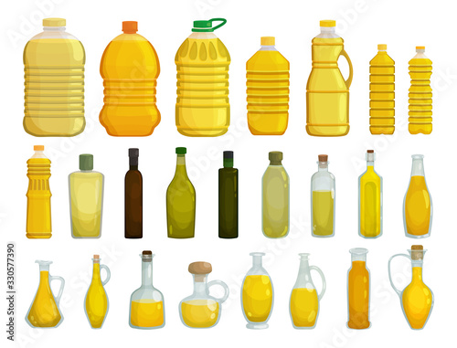 Sunflower oil isolated vector illustration on white background . Vector cartoon set icon bottle of oil. Isolated cartoon set icon sunflower product. photo