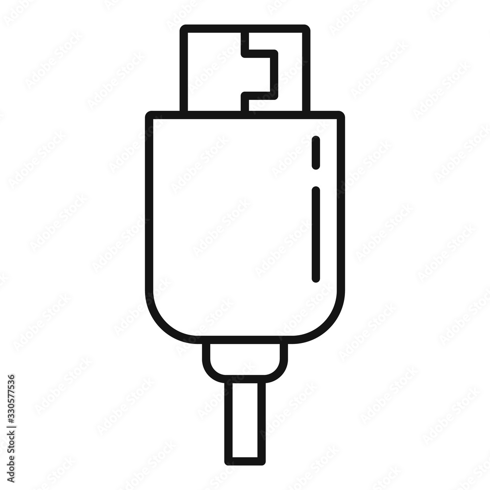 Phone usb cable icon. Outline phone usb cable vector icon for web design isolated on white background Phone usb cable icon. Outline phone usb cable vector icon for web design isolated on white background