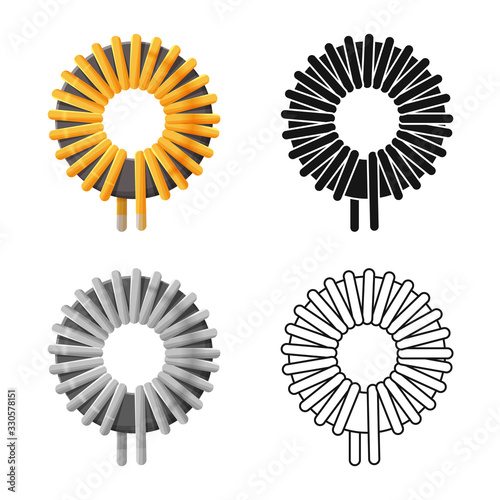 Vector illustration of coil and steel logo. Web element of coil and curve vector icon for stock.