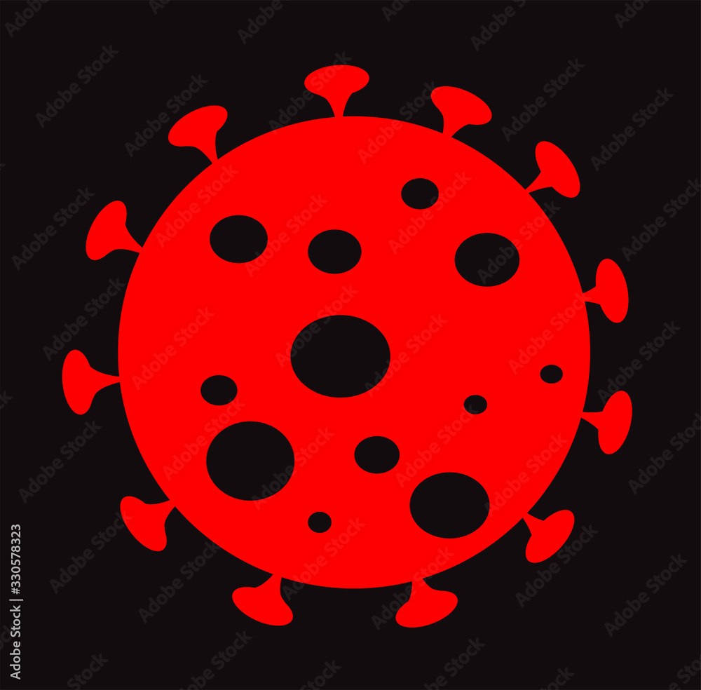 Fototapeta premium Coronavirus vector icon isolated over black background
