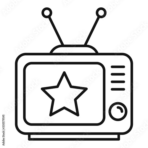 Celebrity tv set icon. Outline celebrity tv set vector icon for web design isolated on white background
