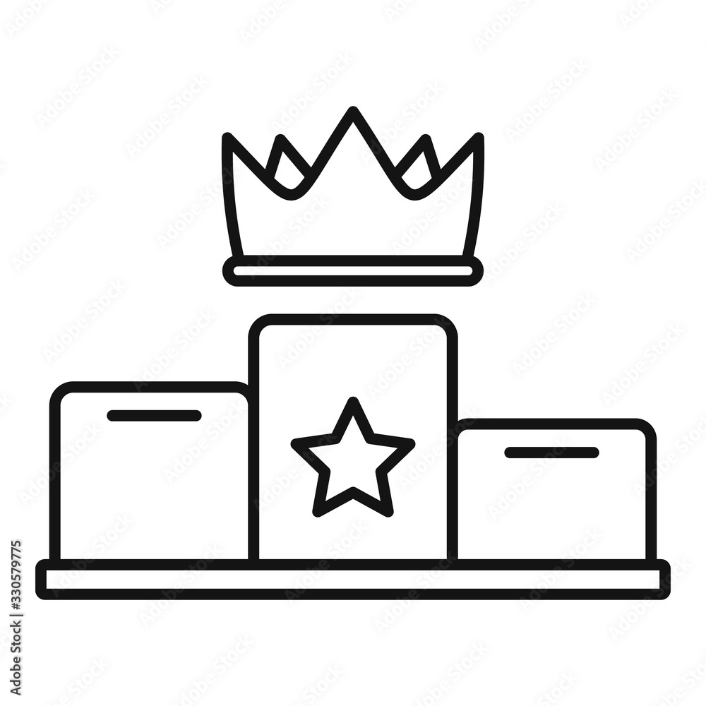 Crown podium icon. Outline crown podium vector icon for web design isolated on white background Crown podium icon. Outline crown podium vector icon for web design isolated on white background