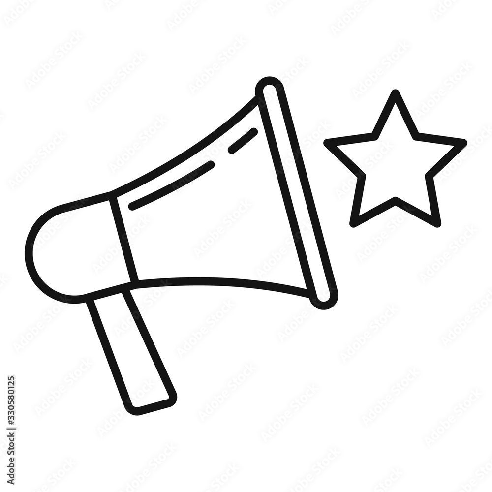 Plakat Celebrity megaphone icon. Outline celebrity megaphone vector icon for web design isolated on white background