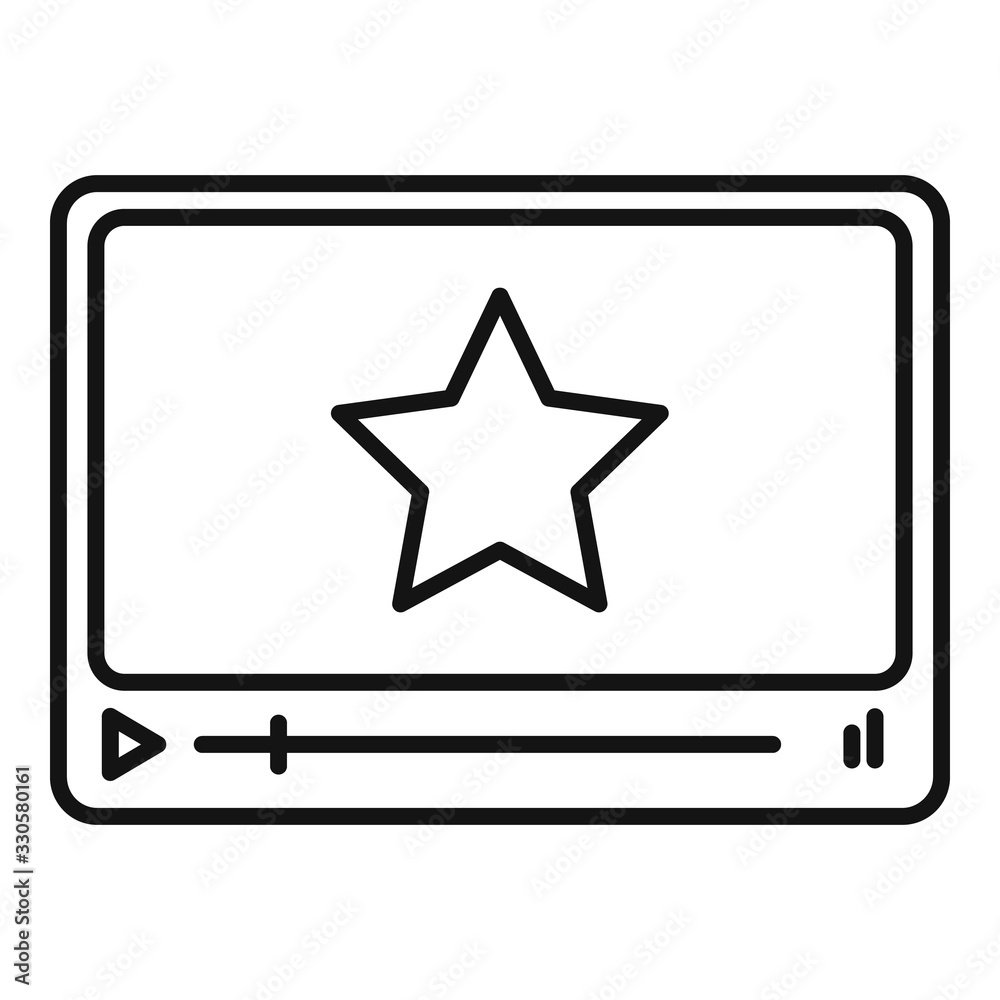 Star cinema video player icon. Outline star cinema video player vector icon for web design isolated on white background Star cinema video player icon. Outline star cinema video player vector icon for web design isolated on white background