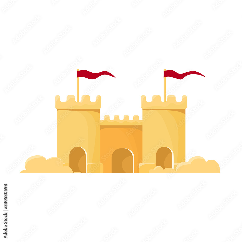 Sand castle vector icon.Cartoon vector icon isolated on white background sand castle .