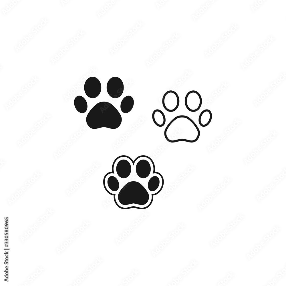 Dog and cat paw print vector illustrations, Dog and cat paw print vector illustrations,