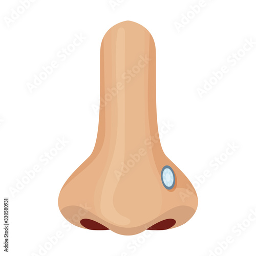 Piercing of nose vector icon.Cartoon vector icon isolated on white background piercing of nose.