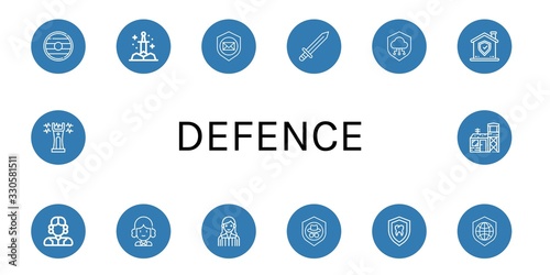 defence simple icons set