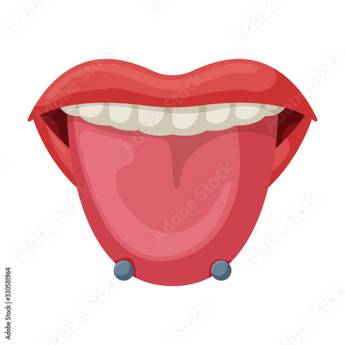 Piercings of tongue vector icon.Cartoon vector icon isolated on white background piercings of tongue.