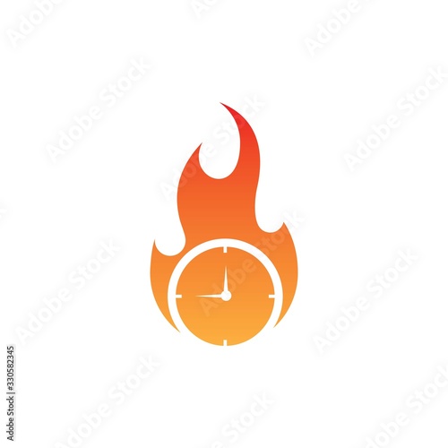 Fire Time Logo, Fast and Speed symbol, vector icon Illustration