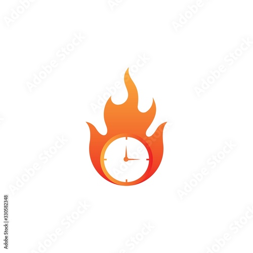 Fire Time Logo, Fast and Speed symbol, vector icon Illustration