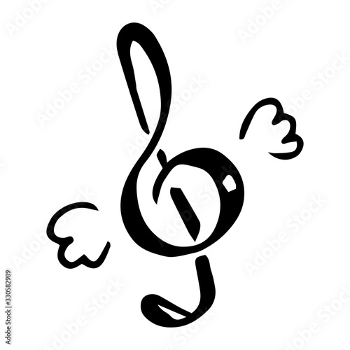 Treble clef icon. Vector illustration logo music. Hand drawn treble clef.