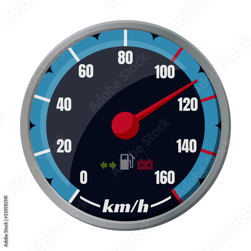 Speedometer vector icon.Cartoon vector icon isolated on white background speedometer .