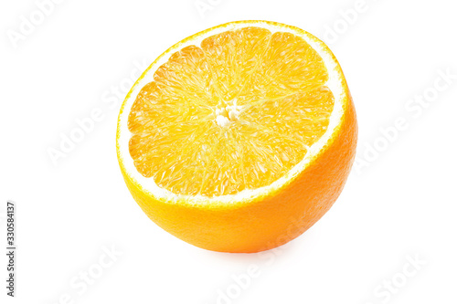 sliced orange isolated on white background. healthy food.
