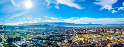 Granada city-Alhambra. Panoramic aerial drone view. Spain Andalusia © cloudless