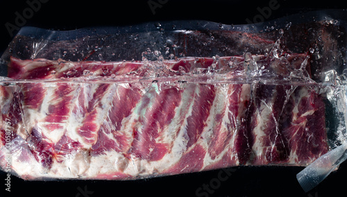 pork ribs in vacuum bag prepare to sous vide procees